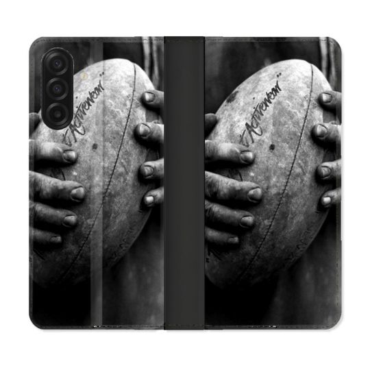 Housse cuir portefeuille Pour Samsung Galaxy A17 5G Sport Rugby Ballon Vintage