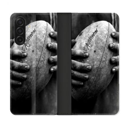 Housse cuir portefeuille Pour Samsung Galaxy A17 5G Sport Rugby Ballon Vintage