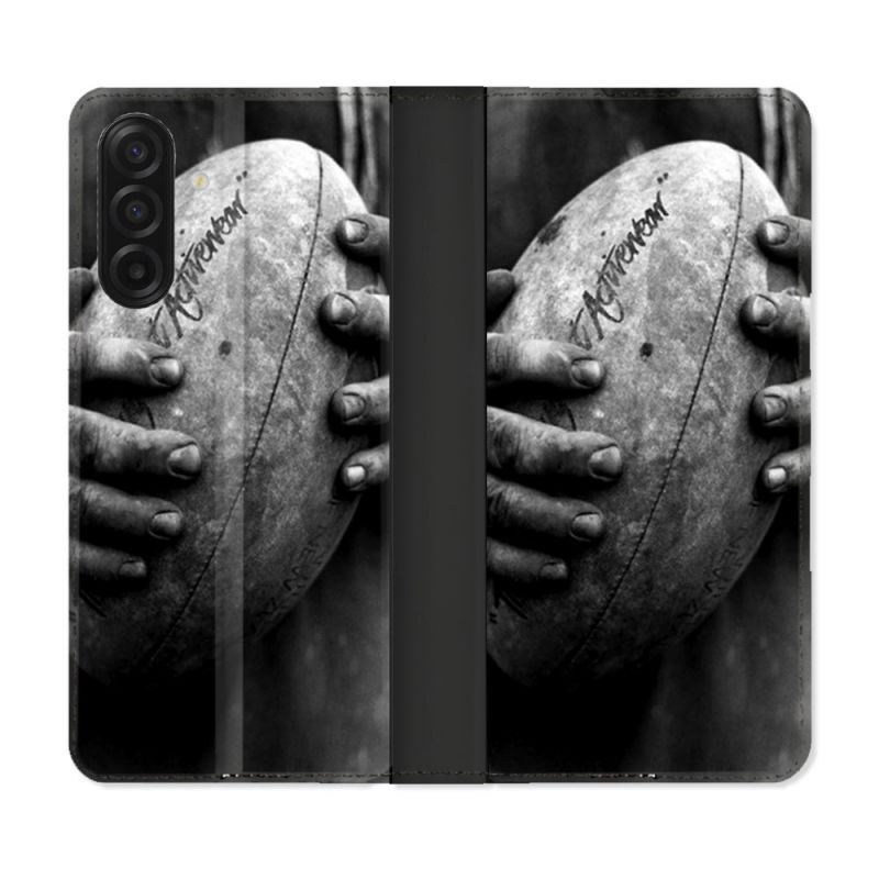 Housse cuir portefeuille Pour Samsung Galaxy A17 5G Sport Rugby Ballon Vintage