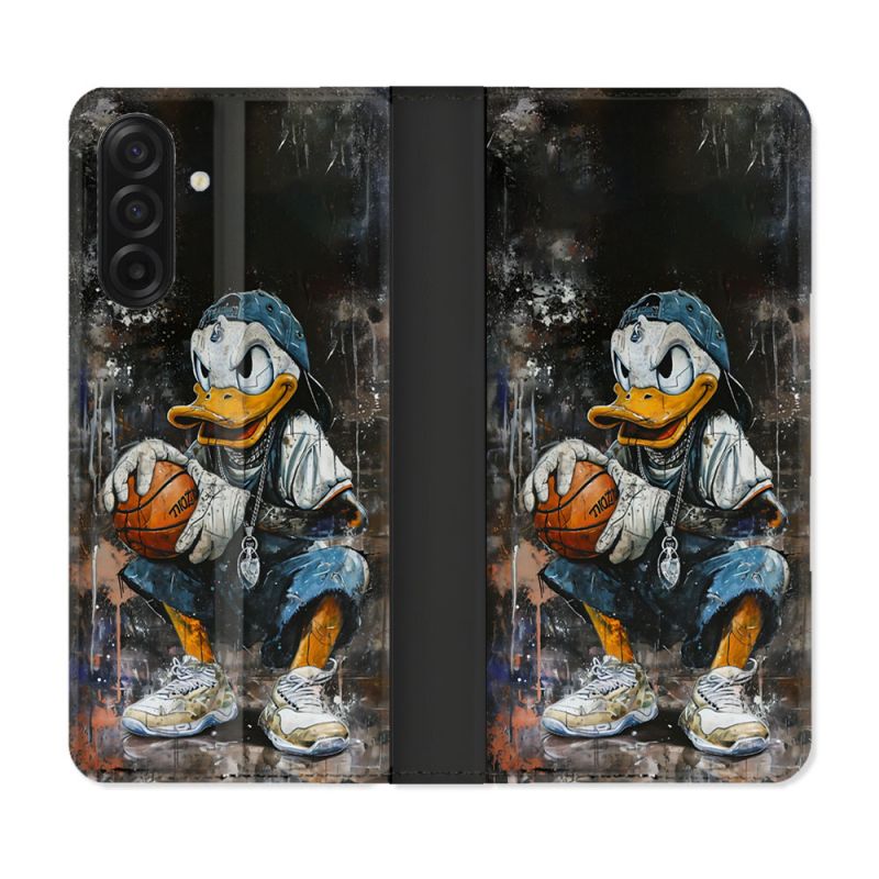 Housse cuir portefeuille Pour Samsung Galaxy A17 5G Street Art Donald Duck