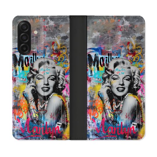Housse cuir portefeuille Pour Samsung Galaxy A17 5G Street Art Maryline Monroe