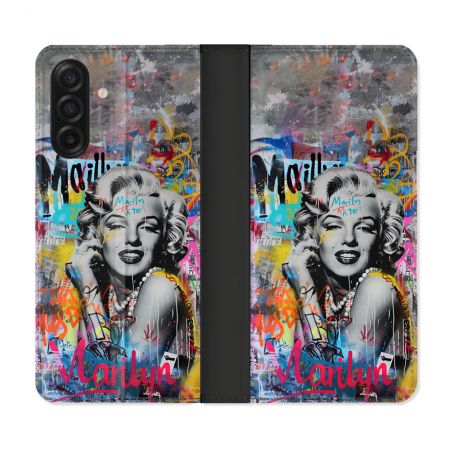 Housse cuir portefeuille Pour Samsung Galaxy A17 5G Street Art Maryline Monroe
