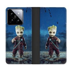 Housse cuir portefeuille Pour Xiaomi 14 Groot Bleu