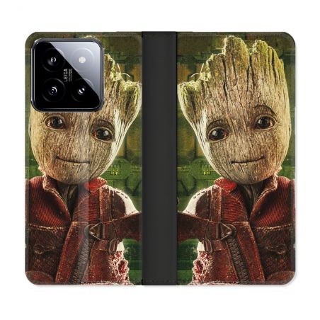 Housse cuir portefeuille Pour Xiaomi 14 Groot Vert