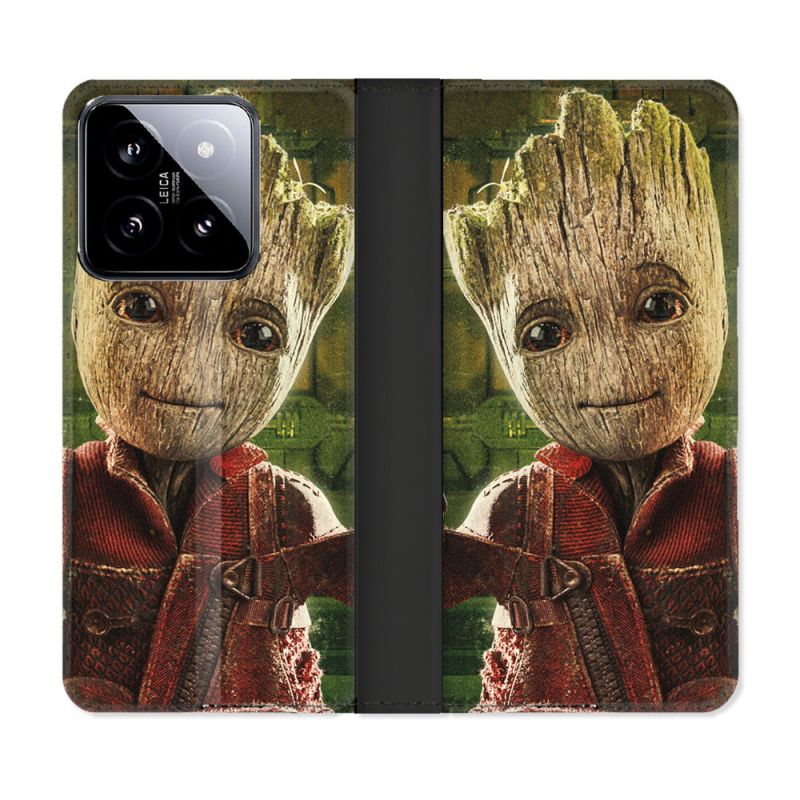 Housse cuir portefeuille Pour Xiaomi 14 Groot Vert