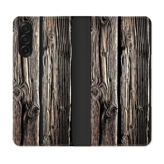 Housse cuir portefeuille Pour Samsung Galaxy A17 5G Texture Bois