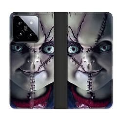 Housse cuir portefeuille Pour Xiaomi 14 Horreur Chucky Cicatrice