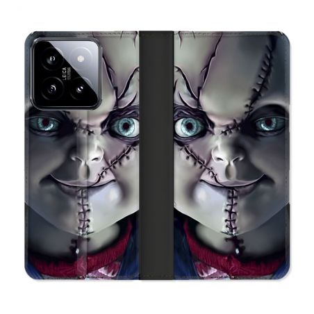 Housse cuir portefeuille Pour Xiaomi 14 Horreur Chucky Cicatrice