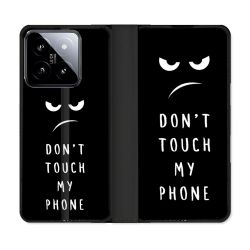 Housse cuir portefeuille Pour Xiaomi 14 Humour Don't Touch