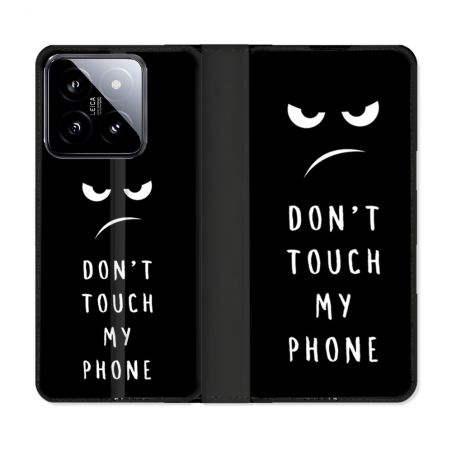 Housse cuir portefeuille Pour Xiaomi 14 Humour Don't Touch