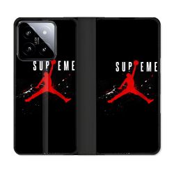 Housse cuir portefeuille Pour Xiaomi 14 Jordan Supreme Noir