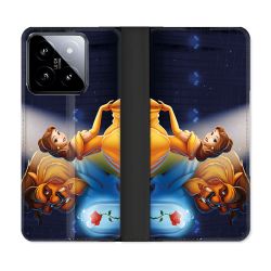 Housse cuir portefeuille Pour Xiaomi 14 La Belle et La Bête