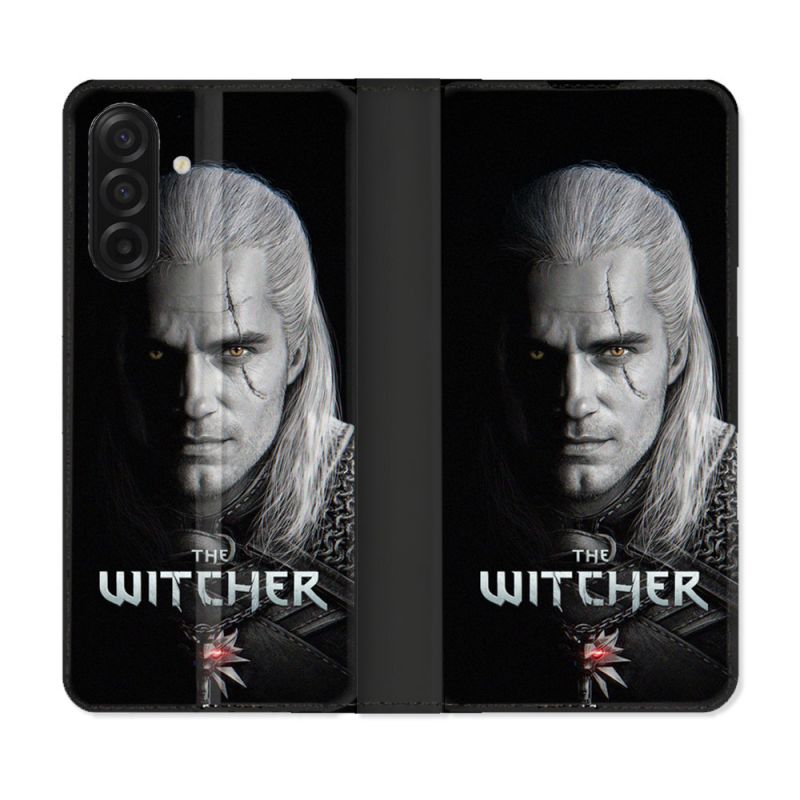 Housse cuir portefeuille Pour Samsung Galaxy A17 5G The Witcher Noir