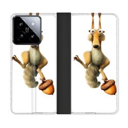 Housse cuir portefeuille Pour Xiaomi 14 L'âge de Glace Scratch Suspendu