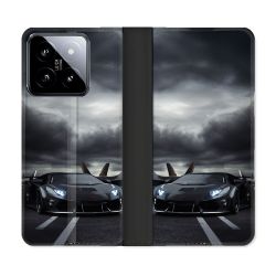 Housse cuir portefeuille Pour Xiaomi 14 Lamborghini Avion