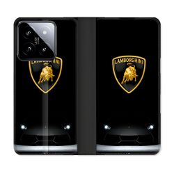 Housse cuir portefeuille Pour Xiaomi 14 Lamborghini Noir