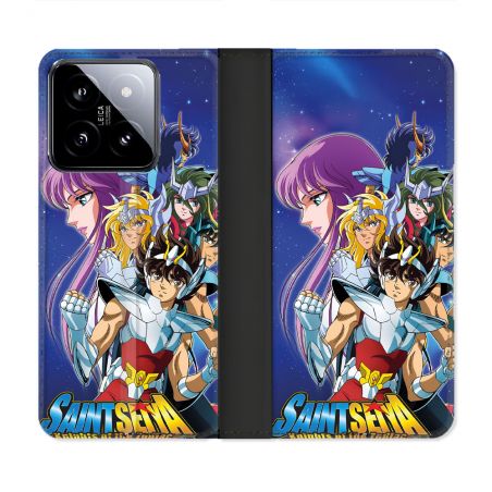 Housse cuir portefeuille Pour Xiaomi 14 Les Chevaliers Du Zodiaque