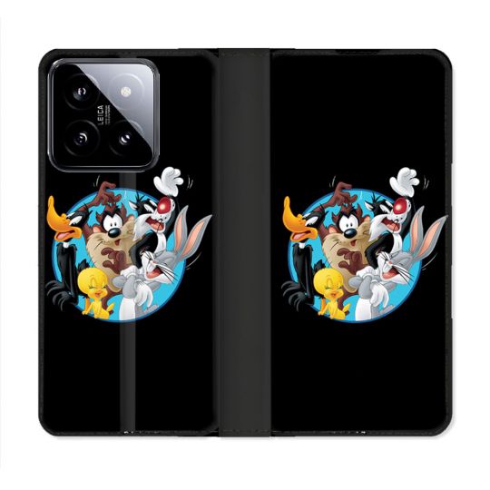 Housse cuir portefeuille Pour Xiaomi 14 Looney Tunes