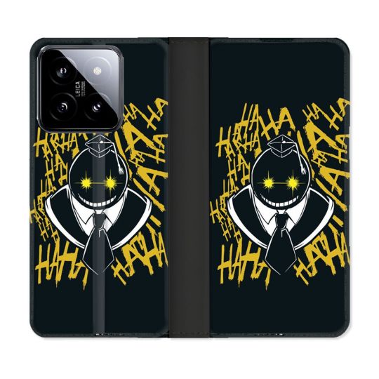 Housse cuir portefeuille Pour Xiaomi 14 Manga Assassination Classroom Kuro Noir