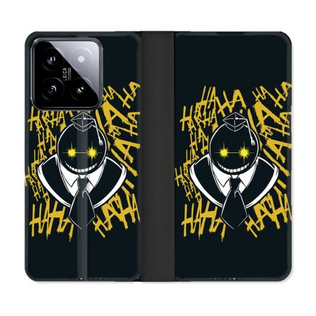 Housse cuir portefeuille Pour Xiaomi 14 Manga Assassination Classroom Kuro Noir