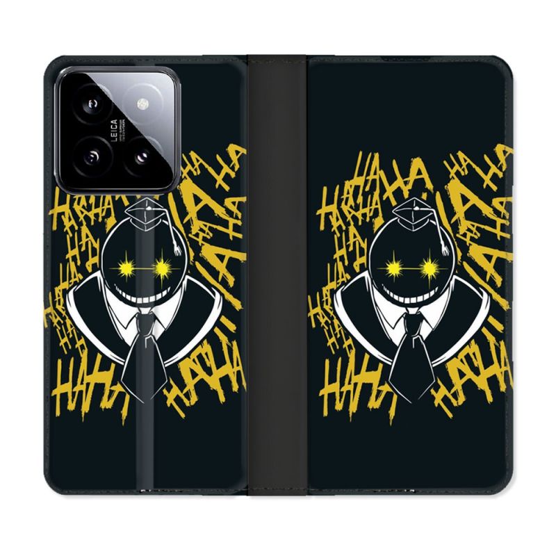 Housse cuir portefeuille Pour Xiaomi 14 Manga Assassination Classroom Kuro Noir