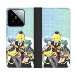 Housse cuir portefeuille Pour Xiaomi 14 Manga Assassination Classroom Kuro Trio