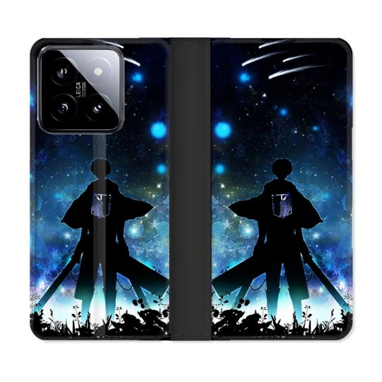 Housse cuir portefeuille Pour Xiaomi 14 Manga Attaque Titans Levi