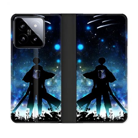 Housse cuir portefeuille Pour Xiaomi 14 Manga Attaque Titans Levi