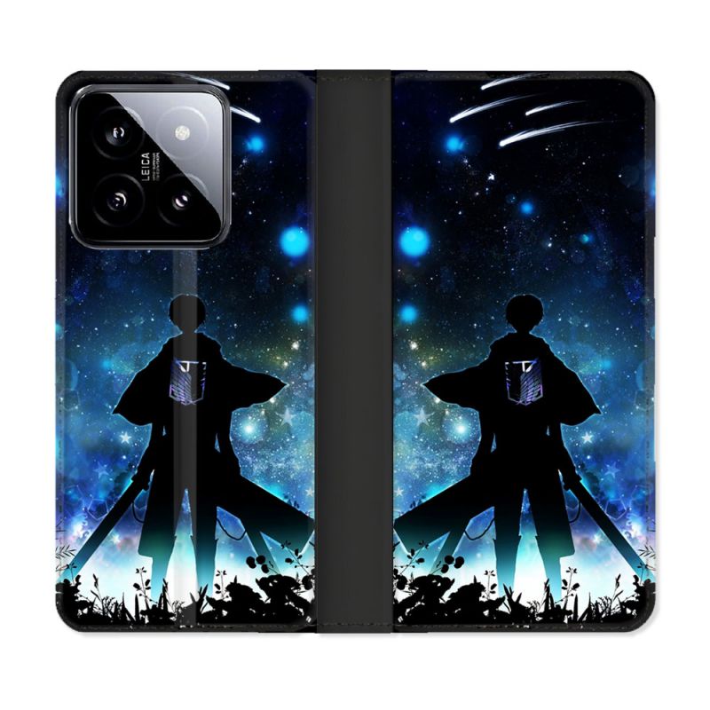 Housse cuir portefeuille Pour Xiaomi 14 Manga Attaque Titans Levi