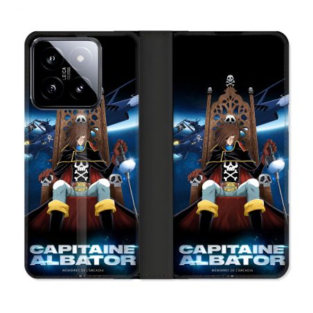 Housse cuir portefeuille Pour Xiaomi 14 Manga Capitaine Albator