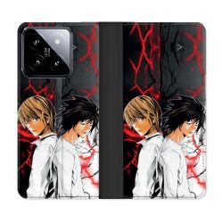 Housse cuir portefeuille Pour Xiaomi 14 Manga Death Note Duo