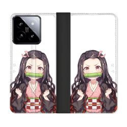 Housse cuir portefeuille Pour Xiaomi 14 Manga Demon Slayer Nezuko
