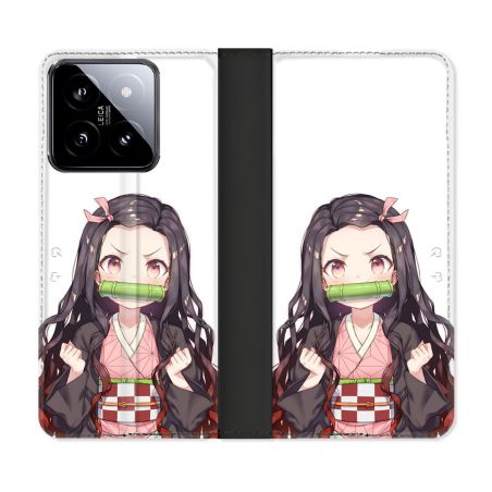 Housse cuir portefeuille Pour Xiaomi 14 Manga Demon Slayer Nezuko