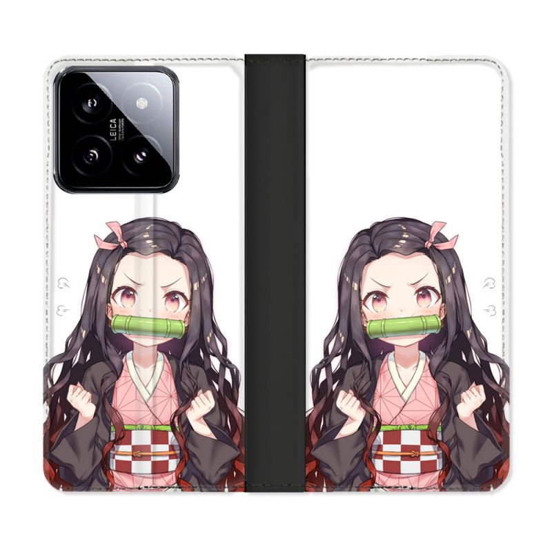 Housse cuir portefeuille Pour Xiaomi 14 Manga Demon Slayer Nezuko