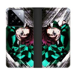 Housse cuir portefeuille Pour Xiaomi 14 Manga Demon Slayer Tanjiro