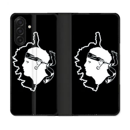 Housse cuir portefeuille Pour Samsung Galaxy A17 5G Voyage Corse Noir