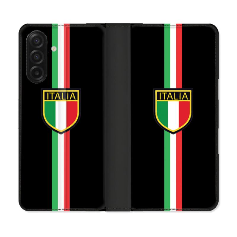 Housse cuir portefeuille Pour Samsung Galaxy A17 5G Voyage Italie 3 Noir