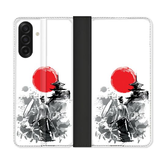 Housse cuir portefeuille Pour Samsung Galaxy A17 5G Voyage Japon Femme