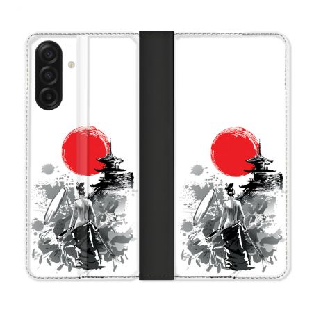 Housse cuir portefeuille Pour Samsung Galaxy A17 5G Voyage Japon Femme