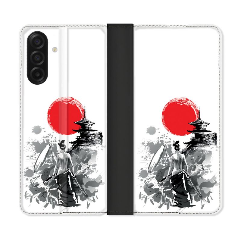 Housse cuir portefeuille Pour Samsung Galaxy A17 5G Voyage Japon Femme