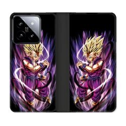 Housse cuir portefeuille Pour Xiaomi 14 Manga Dragon Ball Sangohan Violet