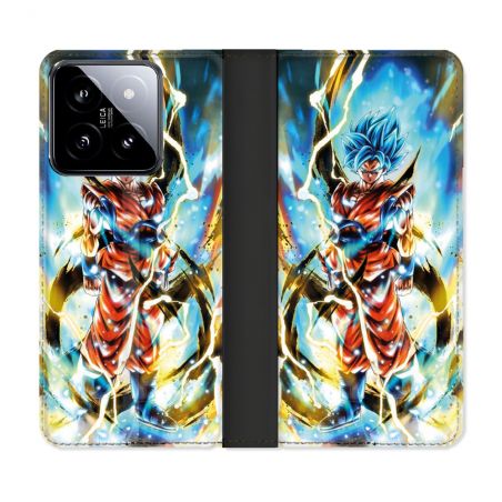 Housse cuir portefeuille Pour Xiaomi 14 Manga Dragon Ball Sangoku Blanc