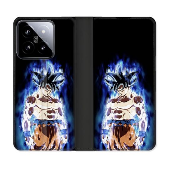 Housse cuir portefeuille Pour Xiaomi 14 Manga Dragon Ball Sangoku Noir