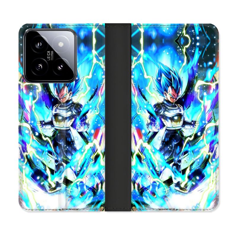 Housse cuir portefeuille Pour Xiaomi 14 Manga Dragon Ball Vegeta Bleu