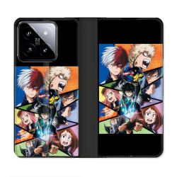Housse cuir portefeuille Pour Xiaomi 14 Manga My Hero Academia Noir