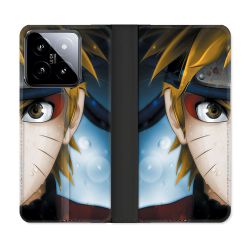 Housse cuir portefeuille Pour Xiaomi 14 Manga Naruto Blanc