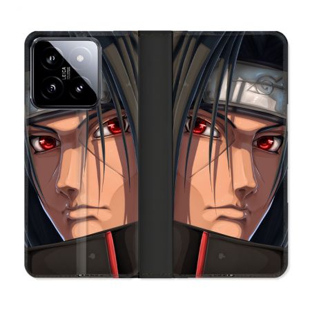 Housse cuir portefeuille Pour Xiaomi 14 Manga Naruto Itachi Visage