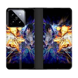 Housse cuir portefeuille Pour Xiaomi 14 Manga Naruto VS
