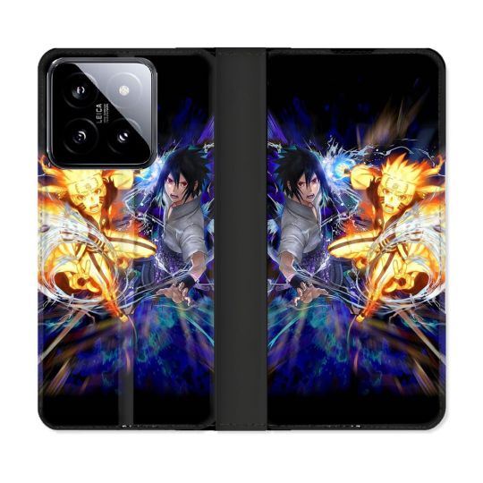 Housse cuir portefeuille Pour Xiaomi 14 Manga Naruto VS