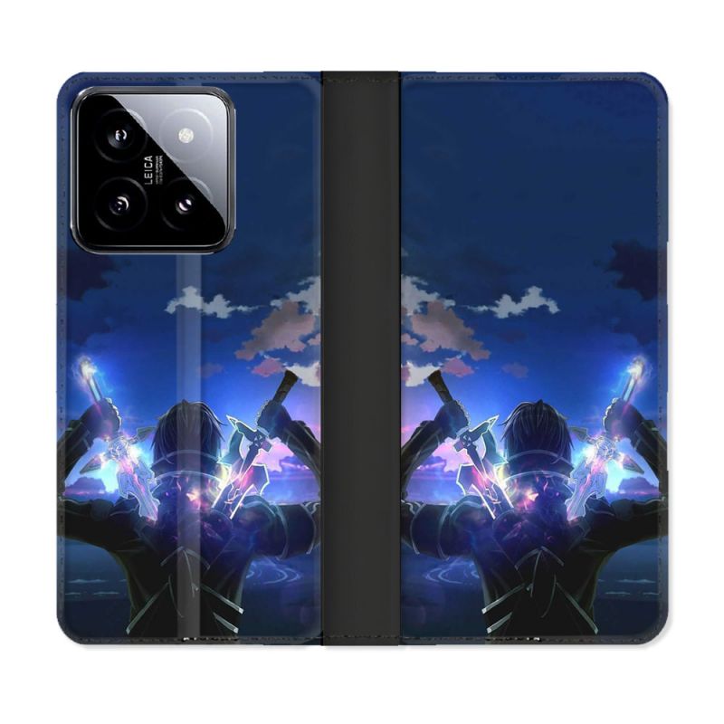 Housse cuir portefeuille Pour Xiaomi 14 Manga SAO sword Art Online Epee